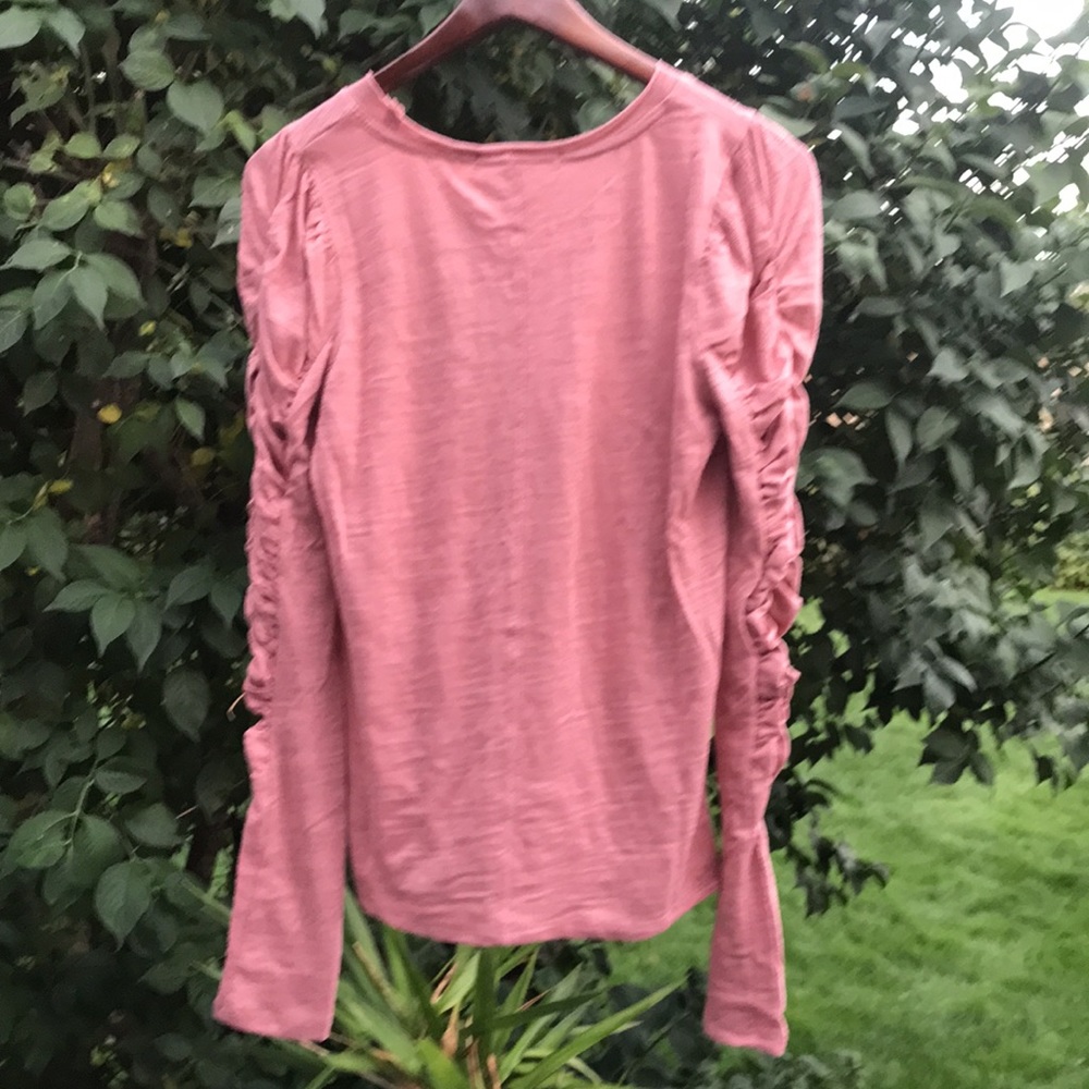 Free People Puffed Shoulder Ruched Long Sleeve Top - Picture 9 of 10